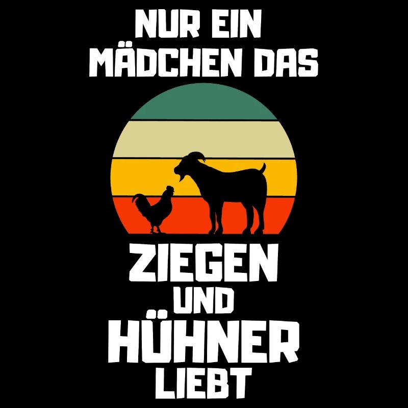 Retro Ziegen Hühner Mädchen Bauernhof Tier Huhn