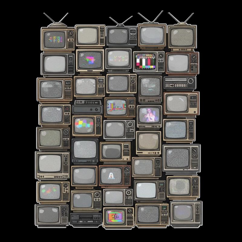 Collage de piles TV rétro