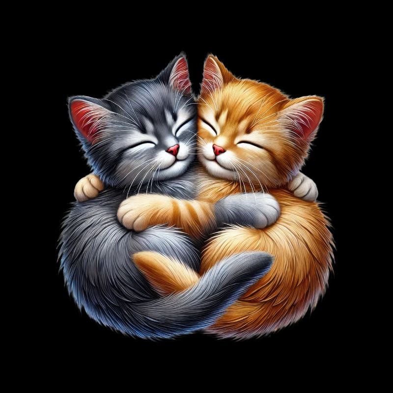 Two cuddling kittens in loving embrace