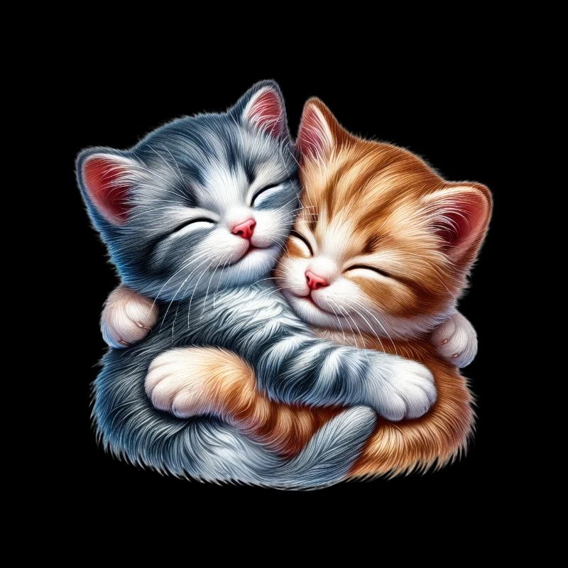 Two cuddling kittens in loving embrace
