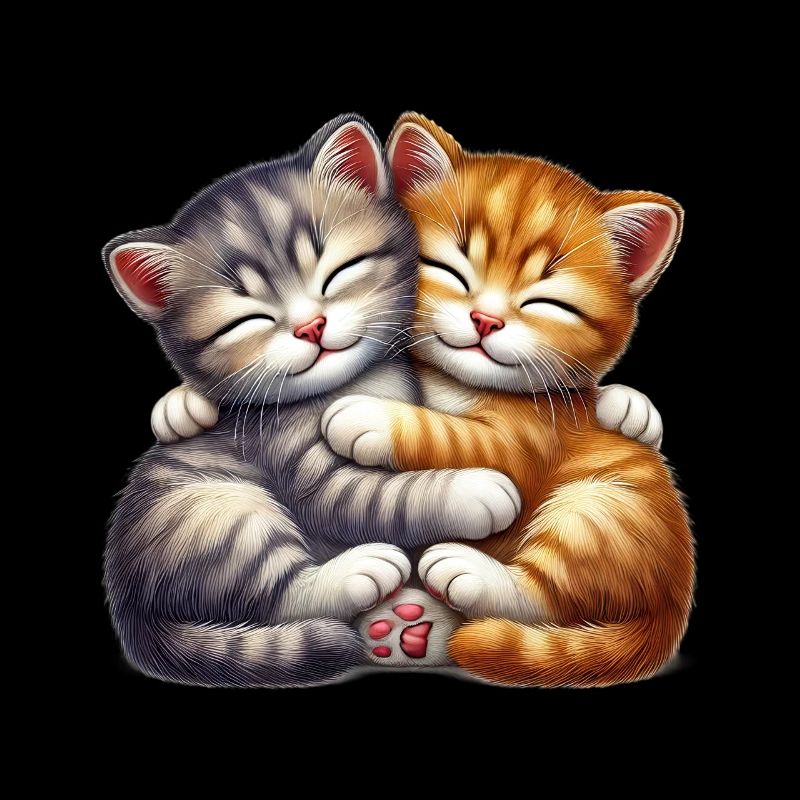 Two cuddling kittens in loving embrace