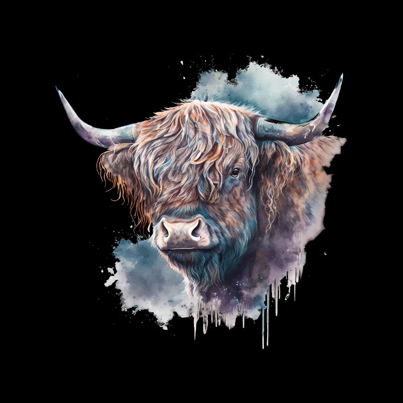 Highland Cattle Watercolor Portrait