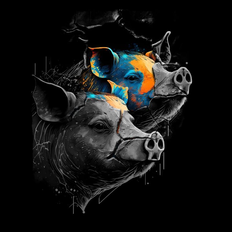 Portrait astucieux de deux cochons