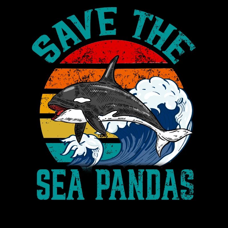 Rettet das Meer Pandas Retro Rettung Killerwal Orca
