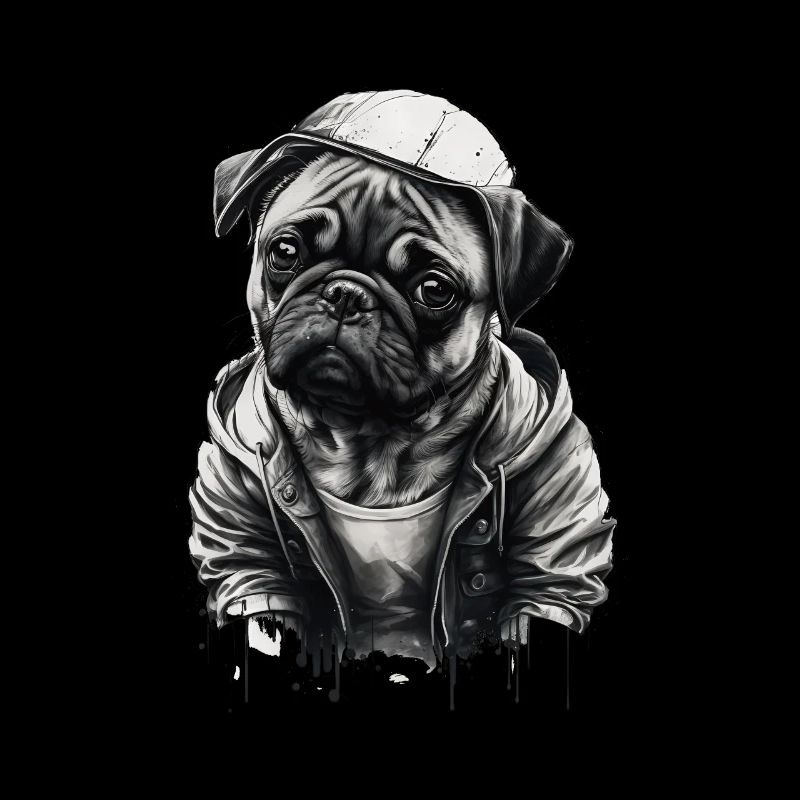 Mops-schablonen-design Weiß Und Schwarz