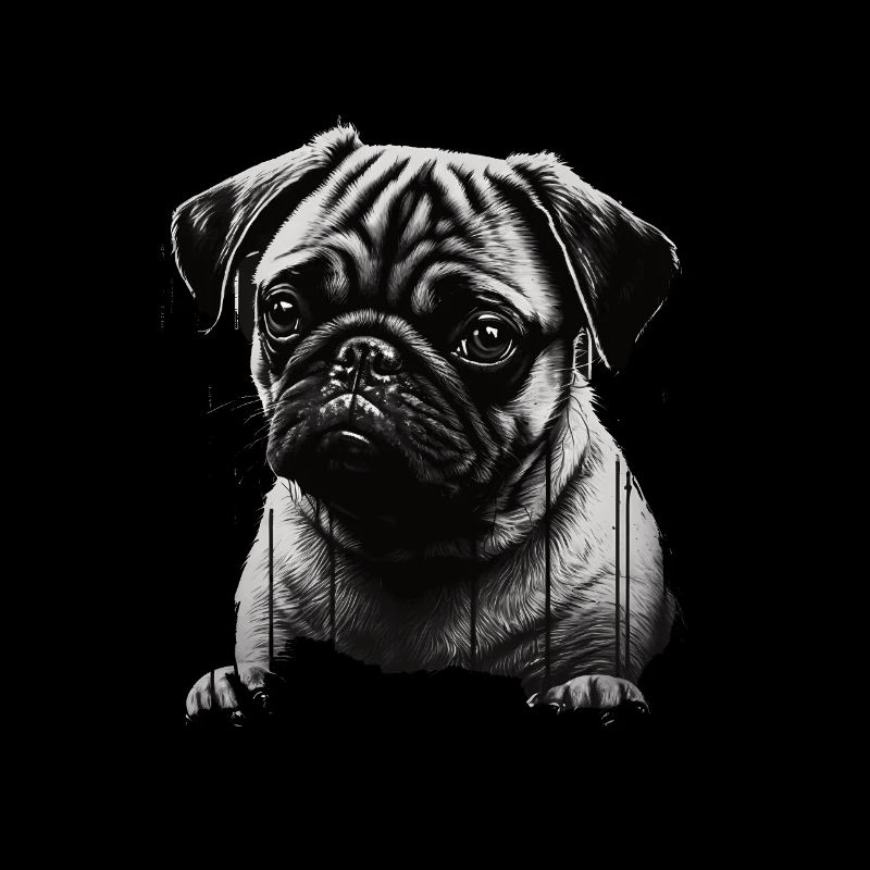 Pug stencil design white and black