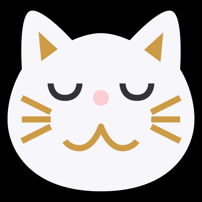 Japanese cat face L white