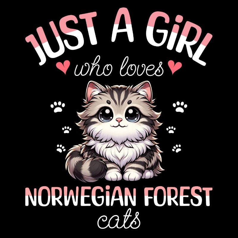 Fille Adore Chat Norvégien