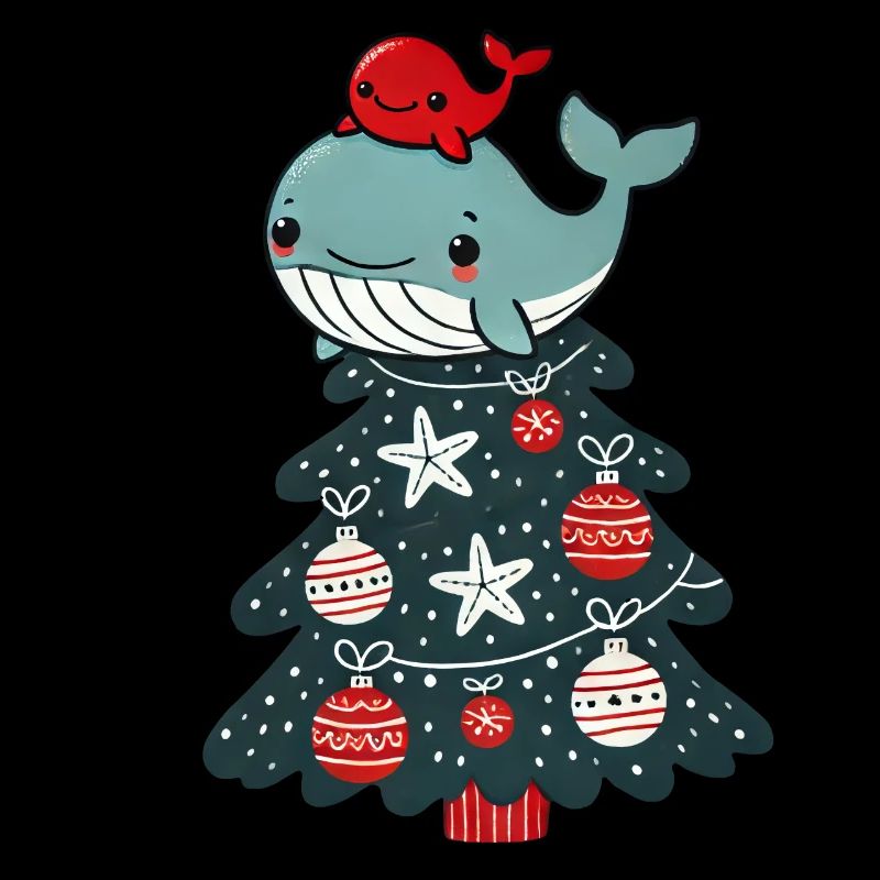 Arbre de Noël mignon sapin dessin animé avec mer