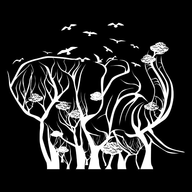 Drôle Hippie Elephant T-Shirt Tree Elephants S