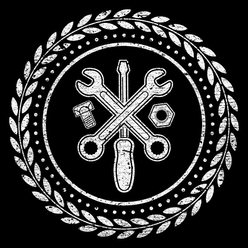 Mechanic & Screwdriver Logo with tool and wreath