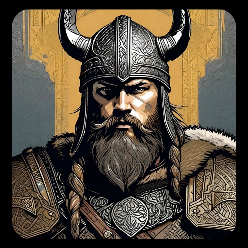 Stolzer Wikinger mit Hörner Helm