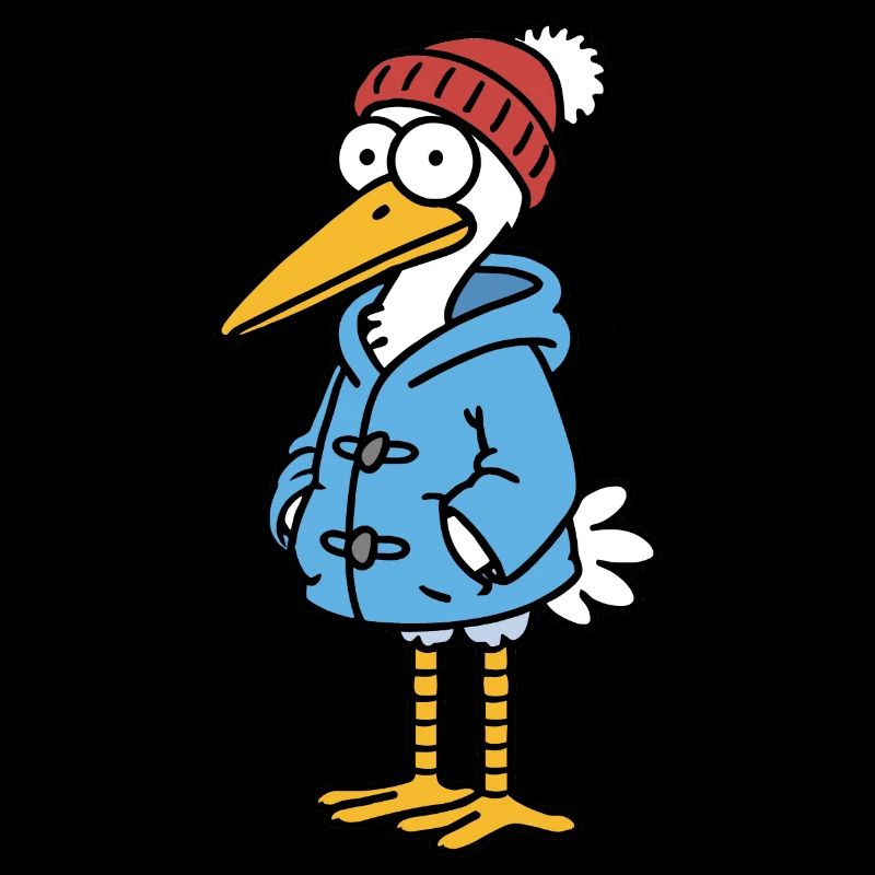 Comic North Sea Stork Bird Rain Jacket Hat Winter