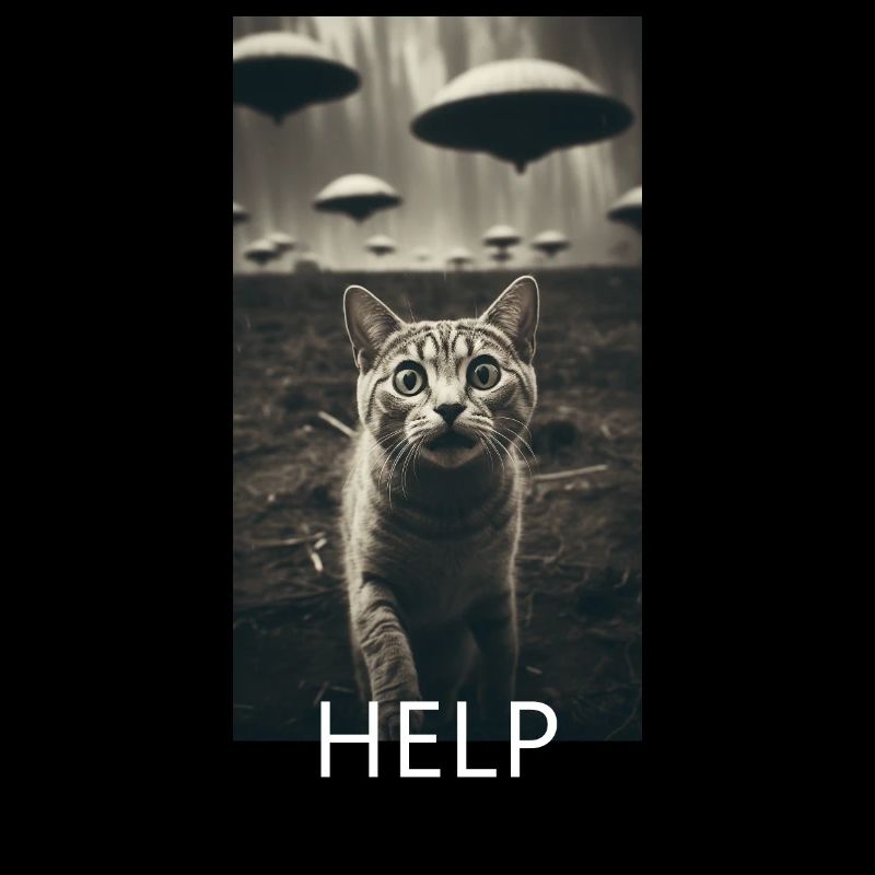 Funny Cat Selfie Alien UFO Meme