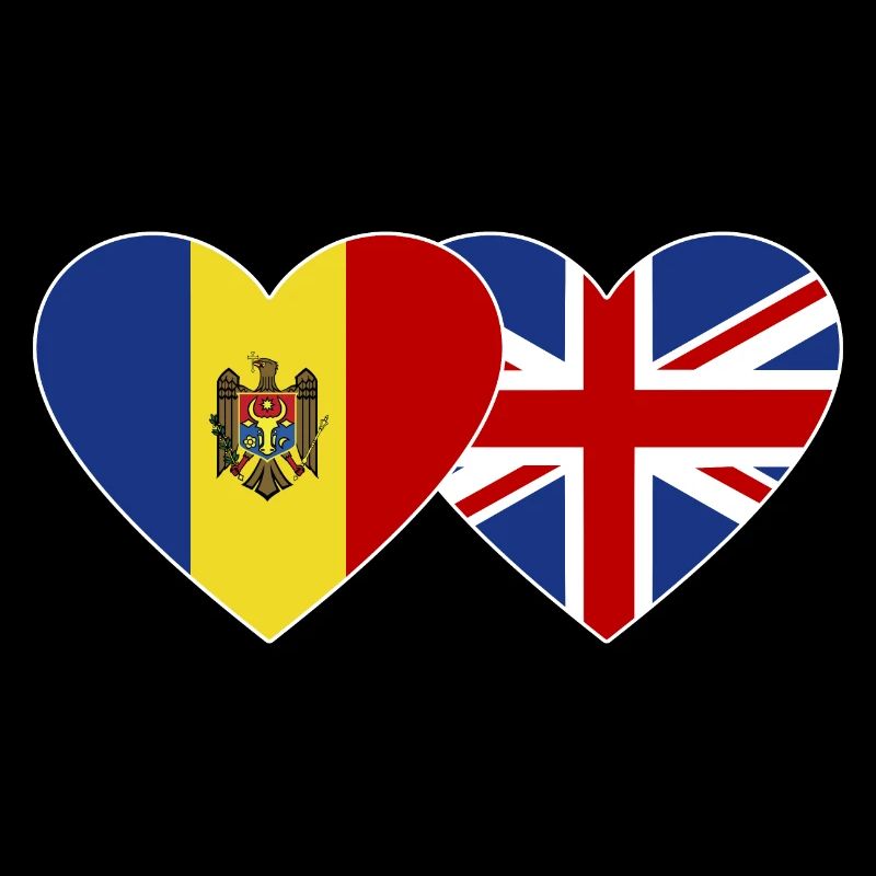 Moldavie Angleterre Drapeau Coeur