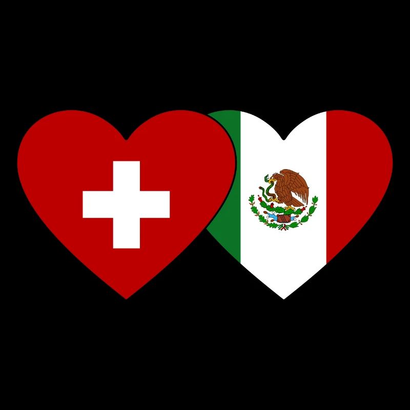 Schweiz Mexiko Flagge Herz