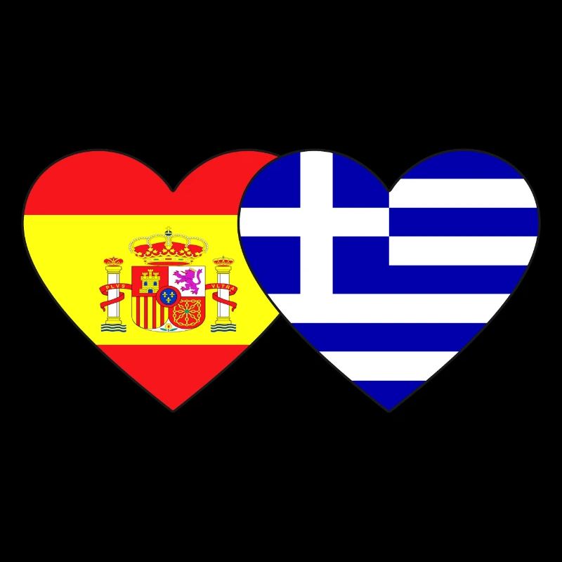 Spain Greece Flag Heart