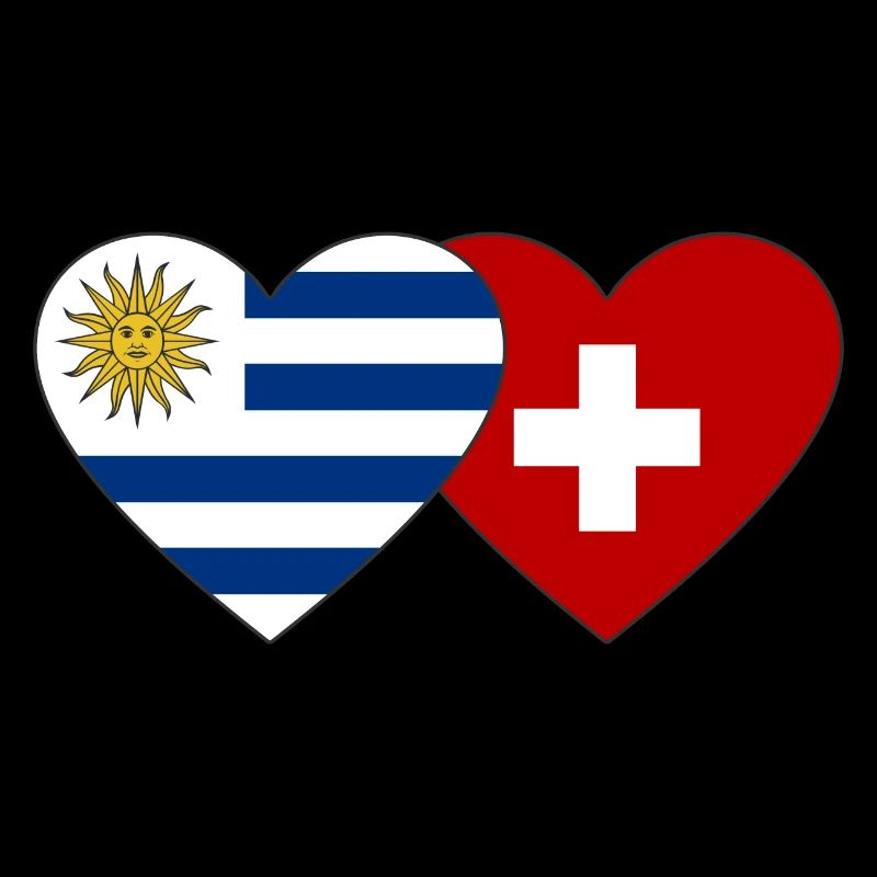 Uruguay Schweiz Herz Flagge