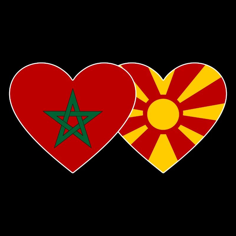 Maroc Macédoine Drapeau Coeur