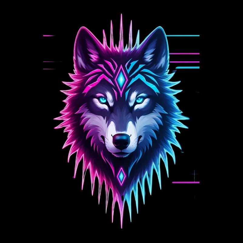 Neon Wolf Crystal Crown
