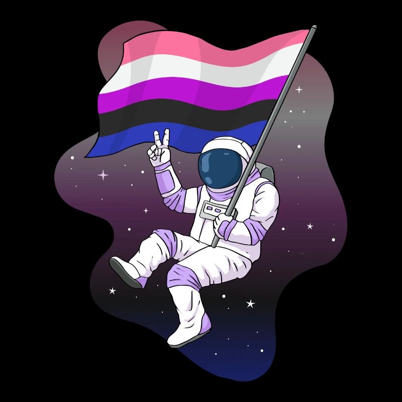 Genre Fluid Pride Flag Space Astronaut Subtil