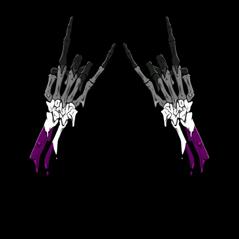 Asexual Pride Ace Flag Devil Horn Skeleton Subtle
