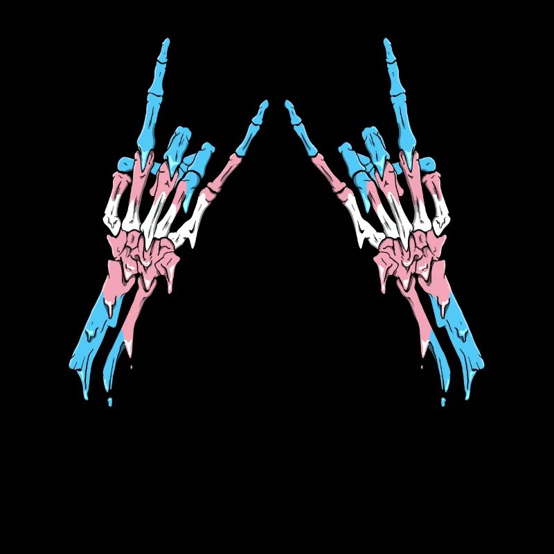 Transgender Pride Trans Flag Devil Horn Skeleton