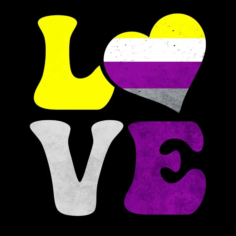 Non-binary pride flag LOVE heart LGBTQ