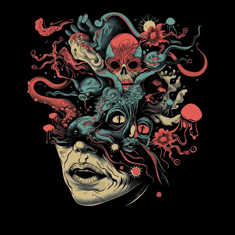 Esthétique Weirdcore Visage Bizarre Crâne Dreamcore