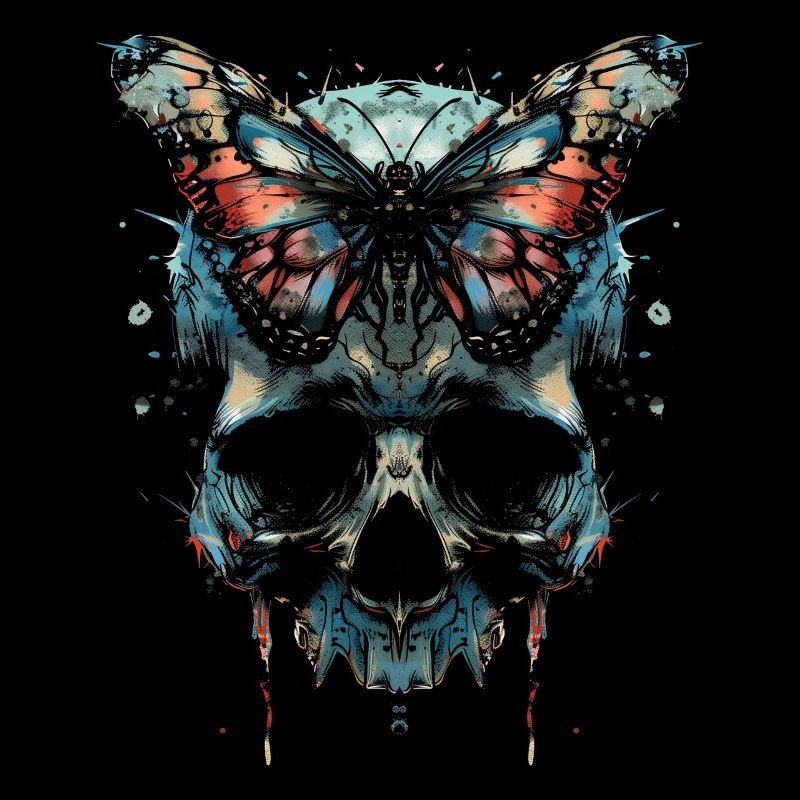 Weirdcore Ästhetik Schädel Schmetterling Strangeco