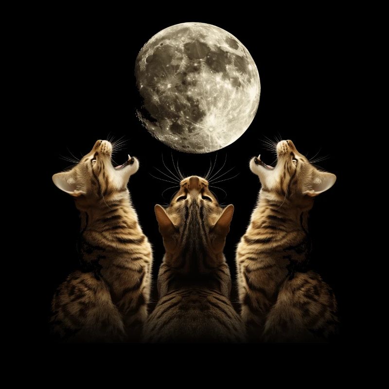 Bengal Cat Howling Moon