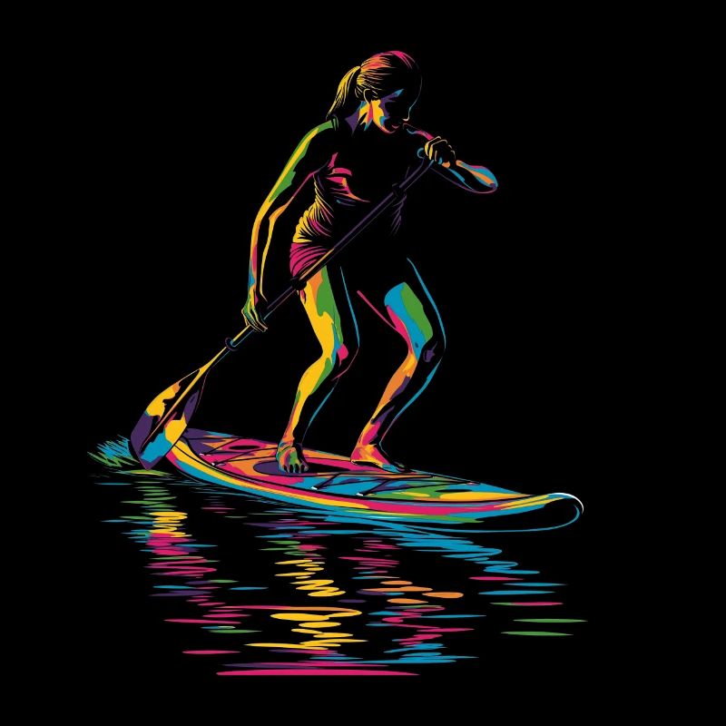 SUP Stand Up Paddling Paddle Board Popart