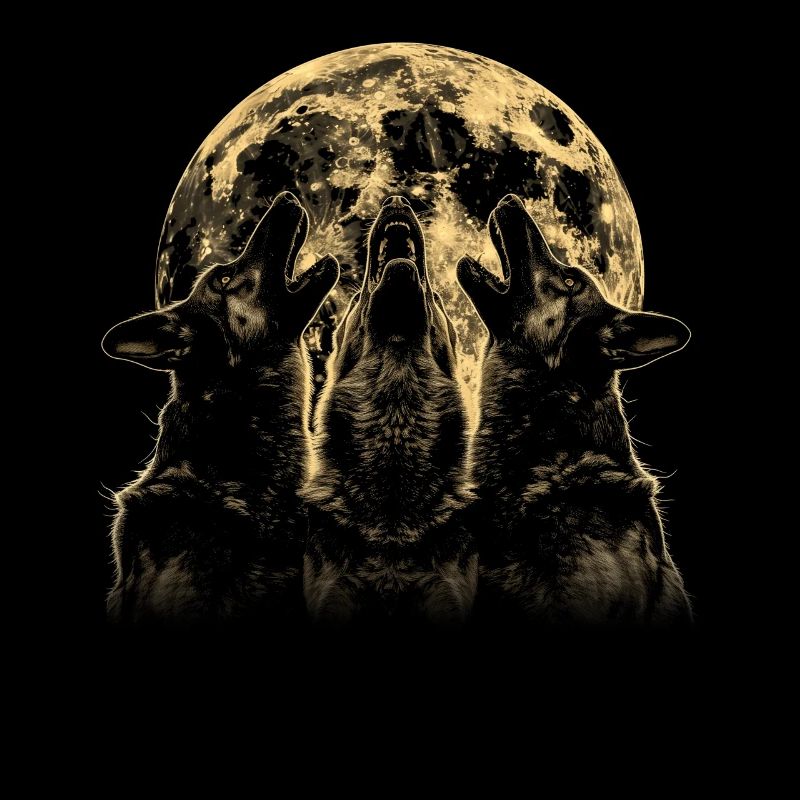 German Shepherd Howling Moon