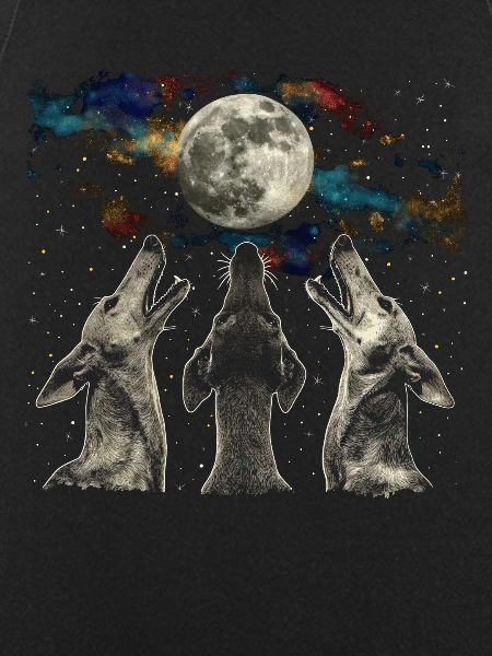 Greyhound Dog Howling Moon