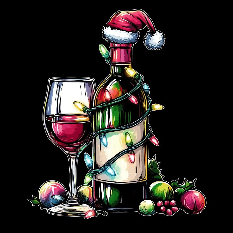 Wine-drinking drinker Santa hat Xmas