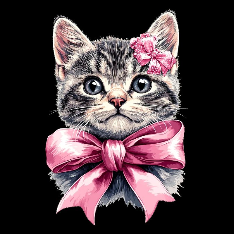 Coquette Bow Tabby Cat Mom Gray Katzenfell Rosa