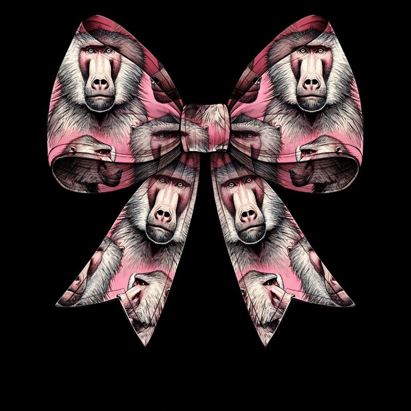 Coquettish Bow Baboon Monkey Pattern Girl