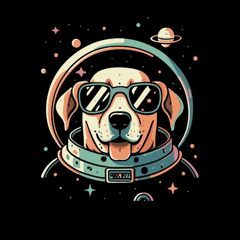 Chemise Labrador de l’espace rétro oeuvre colorée