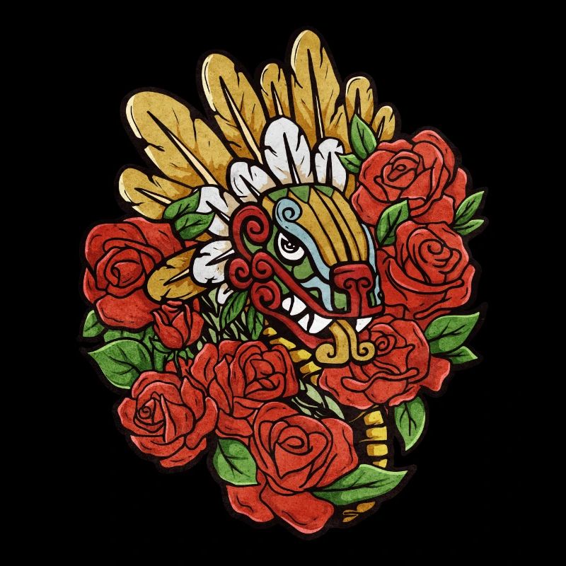 Quetzalcoatl Roses Ancient Aztec Serpent Maya