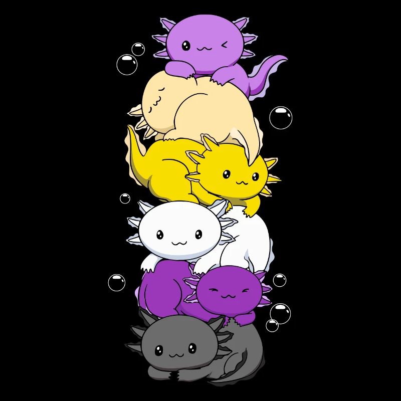 Drapeau non binaire LGBTQ Kawaii Axolotl Stack