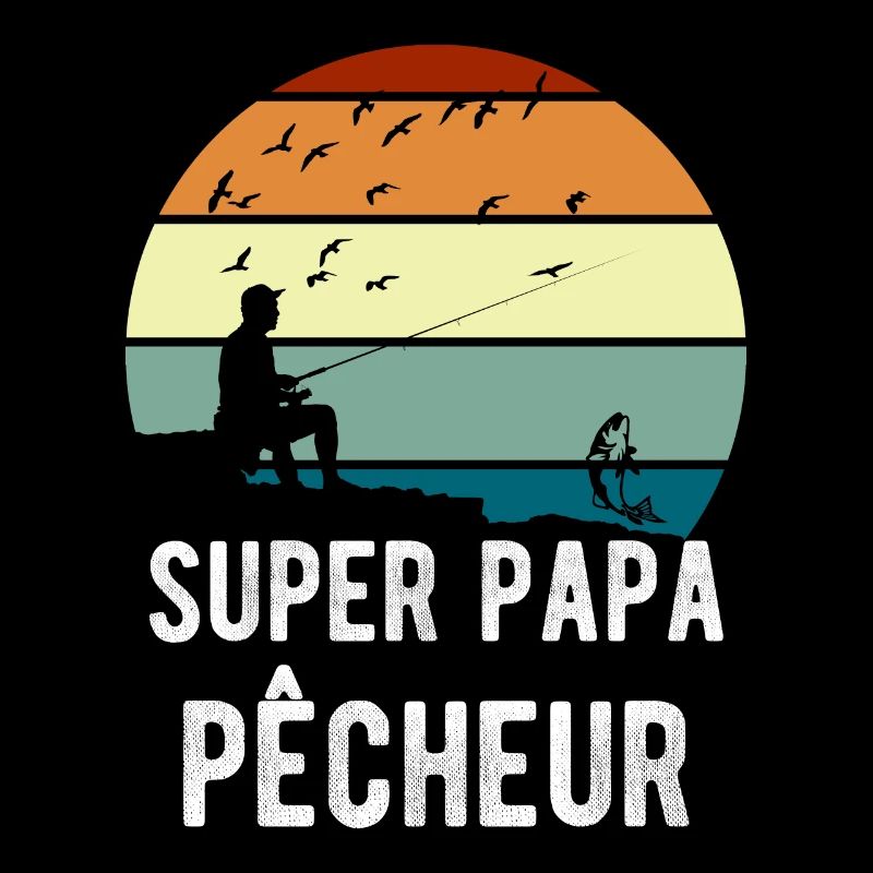 Super papa pêcheur cadeau pêcheur