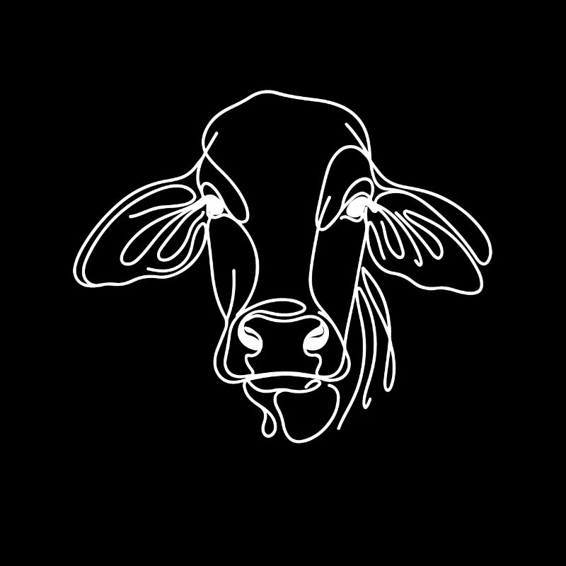 Line Art Dad Mom Cow - Brahman