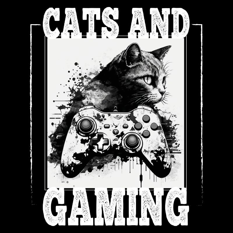 Cats and Gaming Katze Kätzchen Controller Zocken