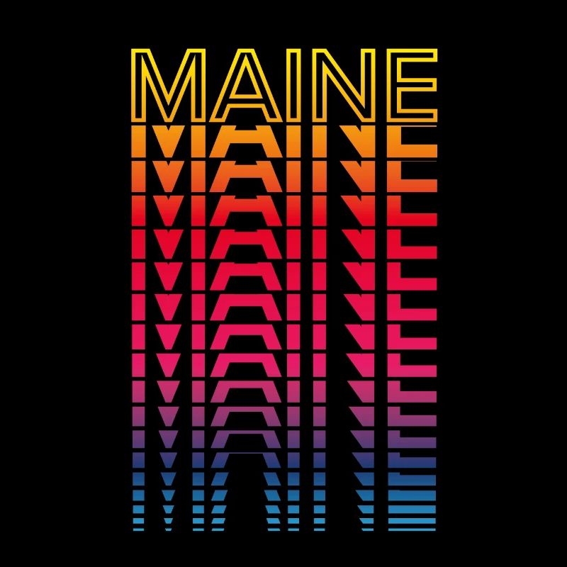 Retro Nostalgic USA State - Rainbow Maine