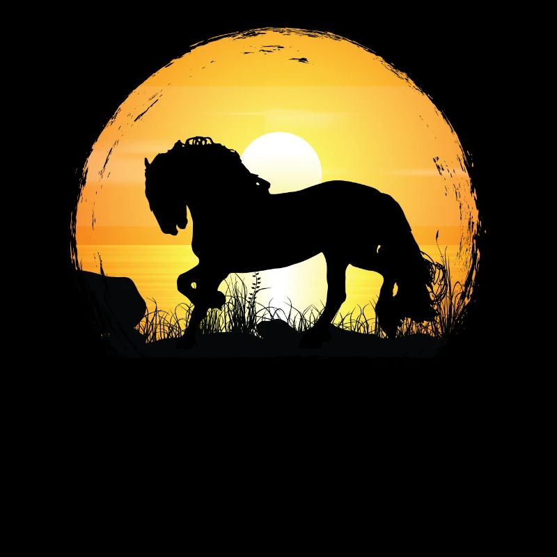 Coucher de soleil - Cheval frison