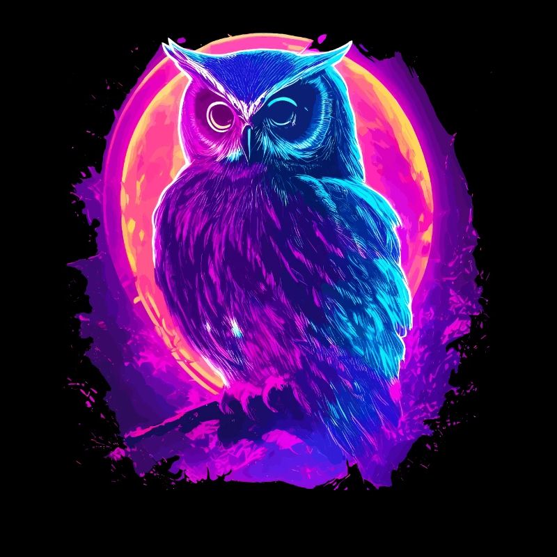 Glowing Owl Neon Artwork