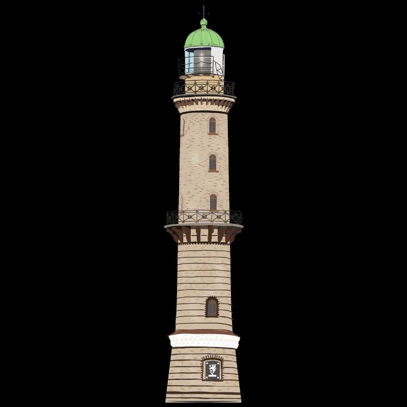 Lighthouse Warnemünde without text, Baltic Sea