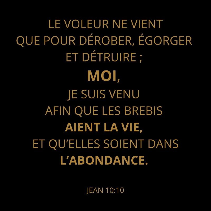 JEAN 10 : 10 VERSET DE LA BIBLE - Version or