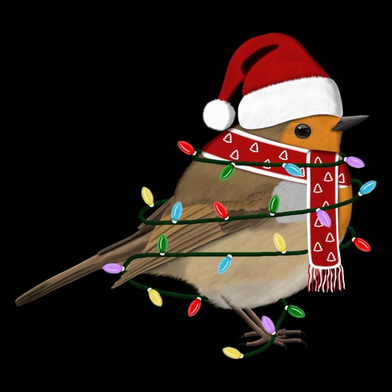 Robin String Lights Christmas Bird Cap