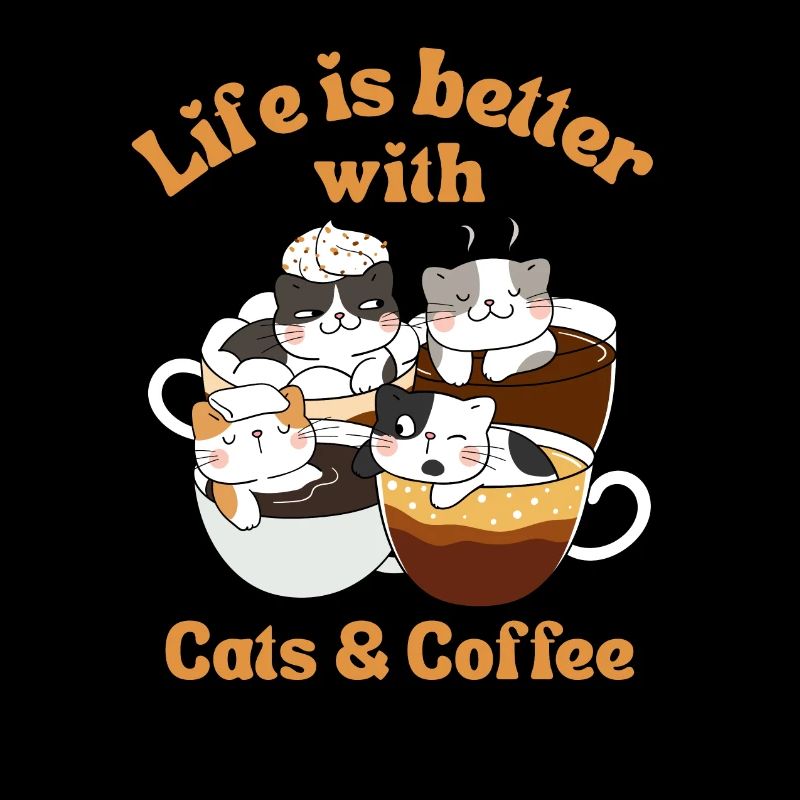Coffee Cat kawaii Coffee and Cat Lovers